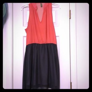 Pink & Grey ColorBlock Halter dress